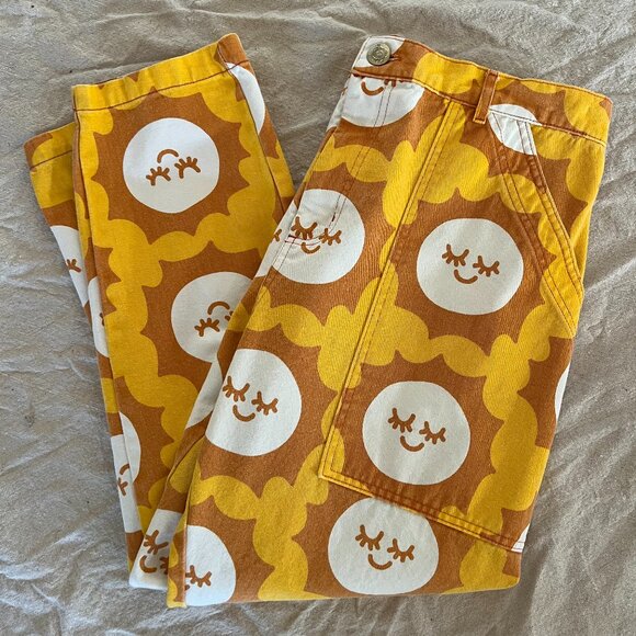 Big Bud Press Pants - Big Bud Press 5 Year Anniversary Carpenter Pants Sun Print Yellow Orange Unisex